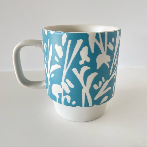 Starbucks 2016 Blue Abstract Floral Print 12oz Mug Stackable Coffee Tea - Picture 3 of 8